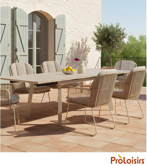 Table AGRA 150/200/250 Céramique Coloris:Châssis Crème / Plateau Crème  Eco-participation :Prix de vente comprenant l' éco-parti
