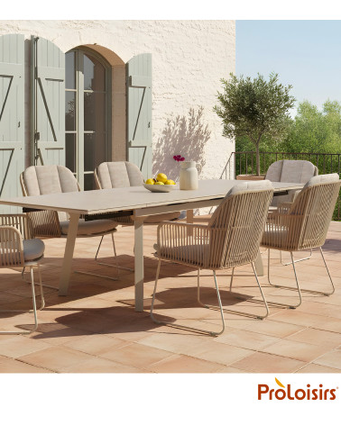 Table AGRA 150/200/250 Céramique Coloris:Châssis Crème / Plateau Crème  Eco-participation :Prix de vente comprenant l' éco-parti