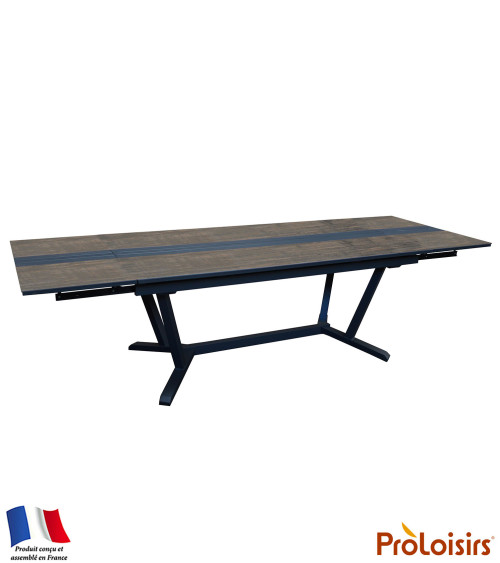 Table GALLEO 180/230/280 plateau HPL Fundermax® Coloris:Châssis Graphite / Plateau Fundermax® Mocca  Eco-participation :Prix de 