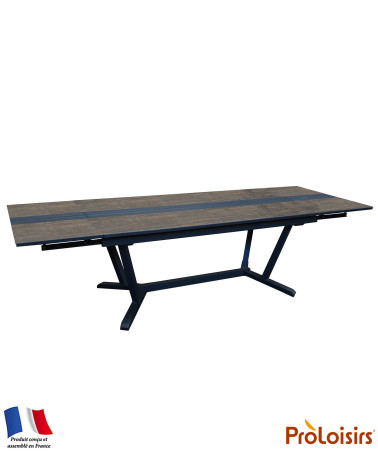 Table GALLEO 180/230/280 plateau HPL Fundermax® Coloris:Châssis Graphite / Plateau Fundermax® Mocca  Eco-participation :Prix de 