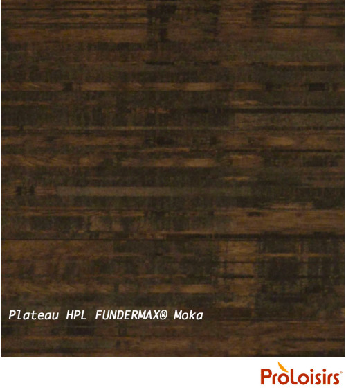 Table GALLEO 180/230/280 plateau HPL Fundermax® Coloris:Châssis Graphite / Plateau Fundermax® Mocca  Eco-participation :Prix de 
