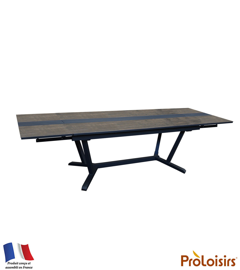 Table GALLEO 150/200/250 plateau HPL Fundermax® Coloris:Châssis Graphite / Plateau Fundermax® Mocca  Eco-participation :Prix de 