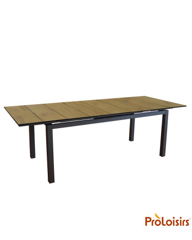 Table HIVAOA 180/240 Plateau HPL Coloris:Châssis Graphite / Plateau HPL Bois  Eco-participation :Prix de vente comprenant l' éco