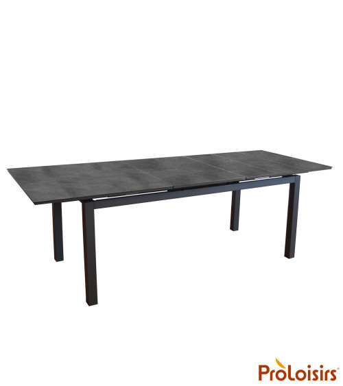 Table HIVAOA 180/240 Plateau HPL Coloris:Châssis Graphite / Plateau HPL Noir  Eco-participation :Prix de vente comprenant l' éco