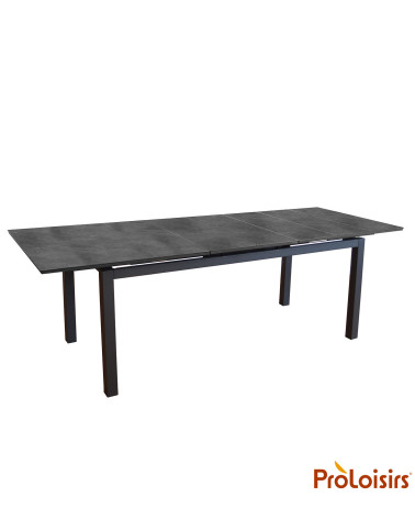 Table HIVAOA 180/240 Plateau HPL Coloris:Châssis Graphite / Plateau HPL Noir  Eco-participation :Prix de vente comprenant l' éco