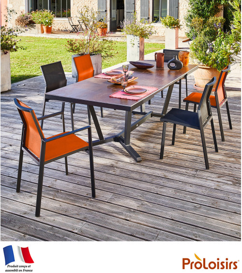 Table VITA 180/230/280 plateau Kedra® Coloris:Châssis Graphite/Plateau Kedra® Oxyde  Eco-participation :Prix de vente comprenant