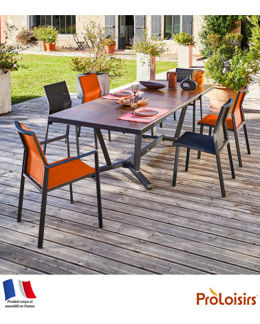 Table VITA 180/230/280 plateau Kedra® Coloris:Châssis Graphite/Plateau Kedra® Oxyde  Eco-participation :Prix de vente comprenant