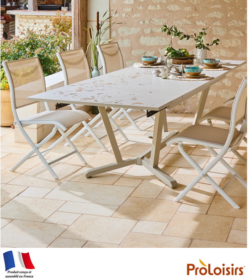 Table VITA 180/230/280 plateau Kedra® Coloris:Châssis Crème / Plateau Awen  Eco-participation :Prix de vente comprenant l' éco-p