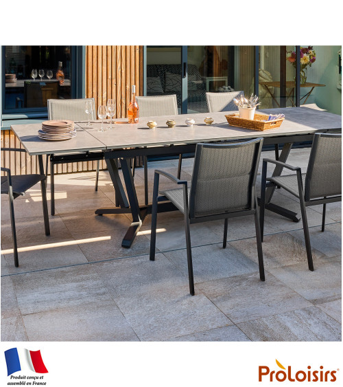 Table VITA 180/230/280 plateau Kedra® Coloris:Châssis Graphite / Plateau Meraki  Eco-participation :Prix de vente comprenant l' 