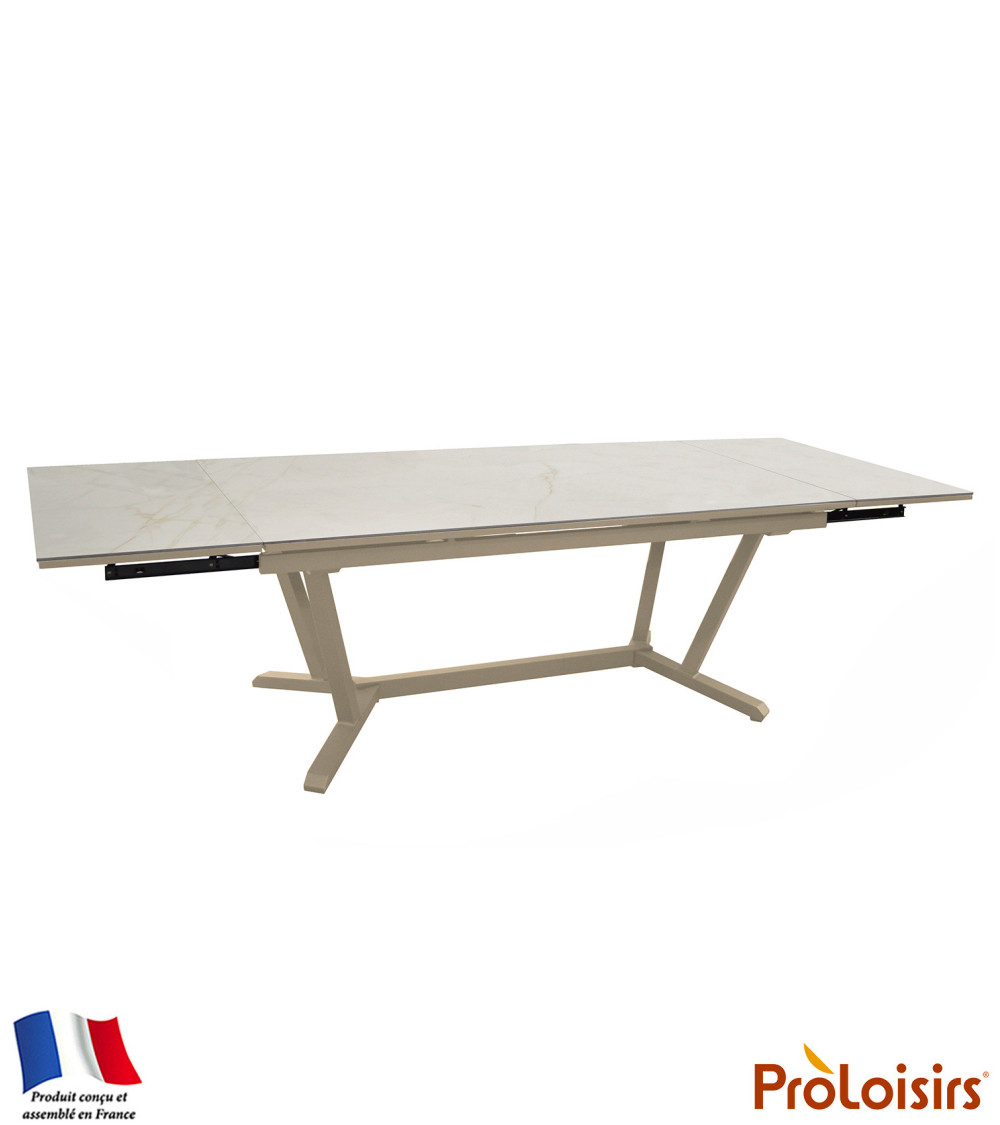 Table VITA 180/230/280 plateau Kedra® Coloris:Châssis Crème / Plateau Praline  Eco-participation :Prix de vente comprenant l' éc