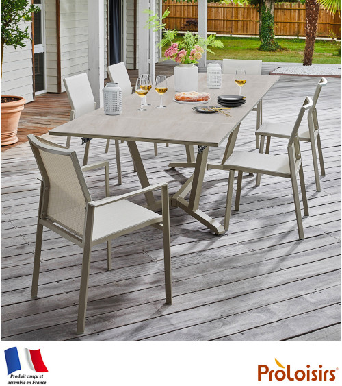 Table VITA 180/230/280 plateau Kedra® Coloris:Châssis Crème / Plateau Downtown  Eco-participation :Prix de vente comprenant l' é