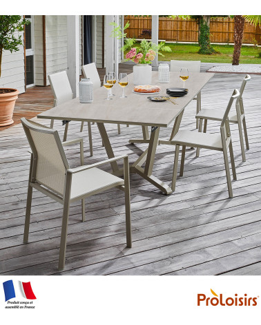 Table VITA 180/230/280 plateau Kedra® Coloris:Châssis Crème / Plateau Downtown  Eco-participation :Prix de vente comprenant l' é