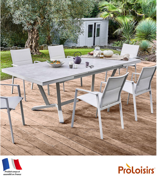 Table VITA 180/230/280 plateau Kedra® Coloris:Châssis Crème / Plateau Downtown  Eco-participation :Prix de vente comprenant l' é
