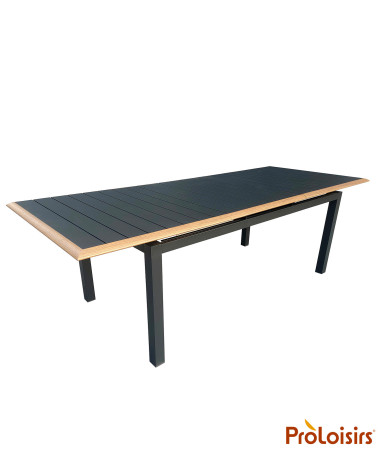 Table PALMA 187/247 Coloris:Châssis Graphite / Plateau Graphite contour chêne  Eco-participation :Prix de vente comprenant l' éc