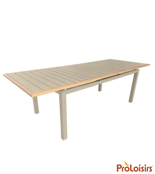 Table PALMA 187/247 Coloris:Châssis Crème / Plateau Crème contour chêne  Eco-participation :Prix de vente comprenant l' éco-part