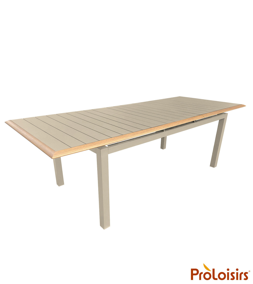 Table PALMA 187/247 Coloris:Châssis Crème / Plateau Crème contour chêne  Eco-participation :Prix de vente comprenant l' éco-part