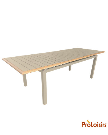Table PALMA 187/247 Coloris:Châssis Crème / Plateau Crème contour chêne  Eco-participation :Prix de vente comprenant l' éco-part