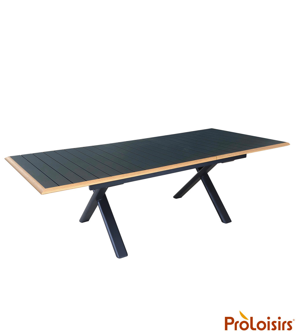 Table COLIBRI 187/247 Coloris:Châssis Graphite / Plateau Graphite contour chêne  Eco-participation :Prix de vente comprenant l' 