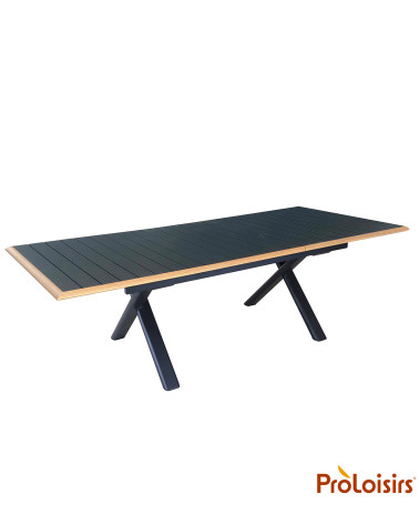 Table COLIBRI 187/247 Coloris:Châssis Graphite / Plateau Graphite contour chêne  Eco-participation :Prix de vente comprenant l' 