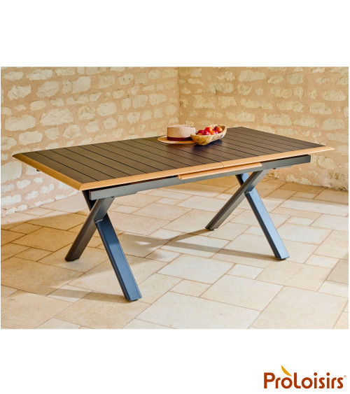 Table COLIBRI 187/247 Coloris:Châssis Graphite / Plateau Graphite contour chêne  Eco-participation :Prix de vente comprenant l' 