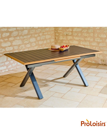 Table COLIBRI 187/247 Coloris:Châssis Graphite / Plateau Graphite contour chêne  Eco-participation :Prix de vente comprenant l' 