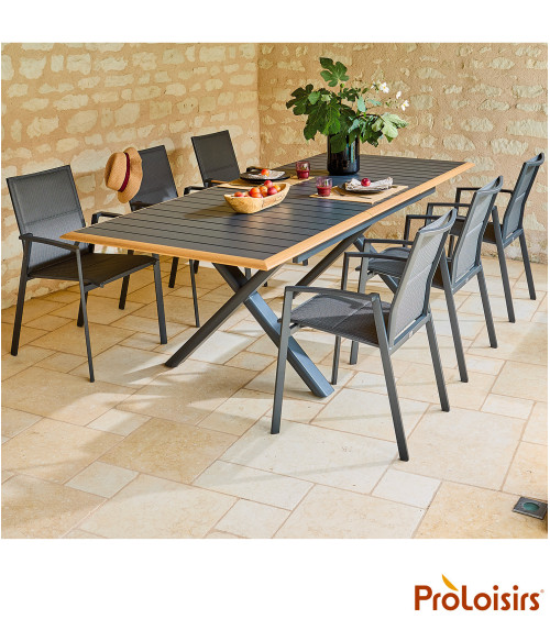 Table COLIBRI 187/247 Coloris:Châssis Graphite / Plateau Graphite contour chêne  Eco-participation :Prix de vente comprenant l' 