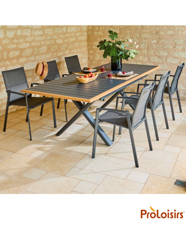 Table COLIBRI 187/247 Coloris:Châssis Graphite / Plateau Graphite contour chêne  Eco-participation :Prix de vente comprenant l' 
