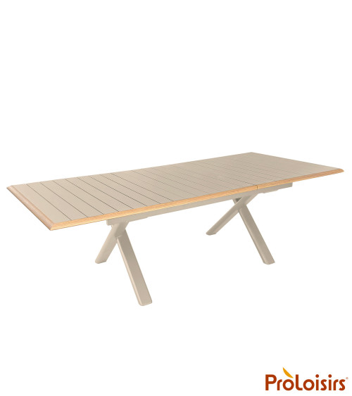 Table COLIBRI 187/247 Coloris:Châssis Crème / Plateau Crème contour chêne  Eco-participation :Prix de vente comprenant l' éco-pa