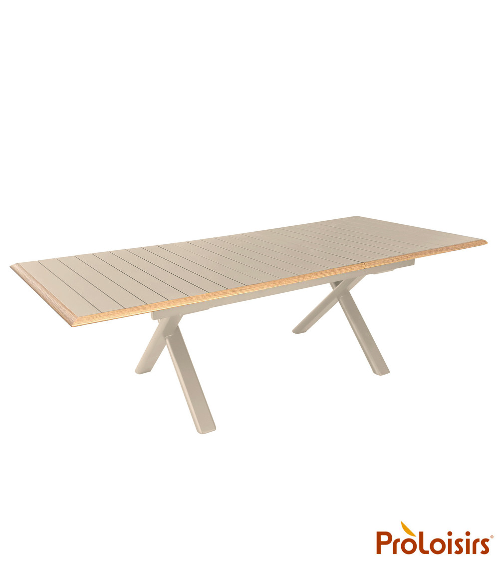 Table COLIBRI 187/247 Coloris:Châssis Crème / Plateau Crème contour chêne  Eco-participation :Prix de vente comprenant l' éco-pa
