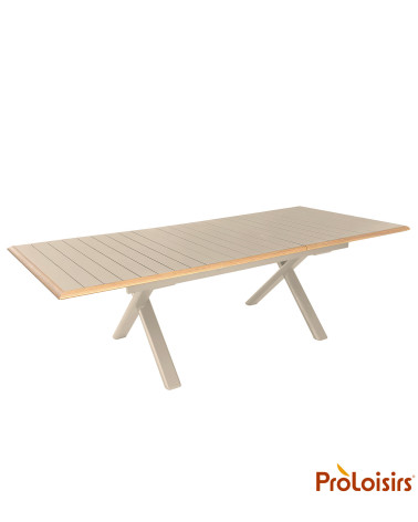 Table COLIBRI 187/247 Coloris:Châssis Crème / Plateau Crème contour chêne  Eco-participation :Prix de vente comprenant l' éco-pa