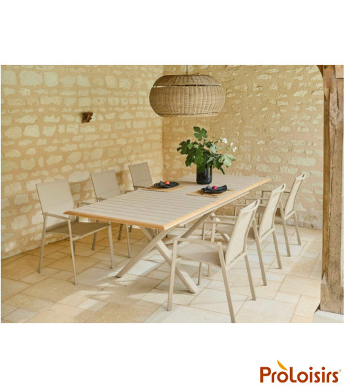 Table COLIBRI 187/247 Coloris:Châssis Crème / Plateau Crème contour chêne  Eco-participation :Prix de vente comprenant l' éco-pa