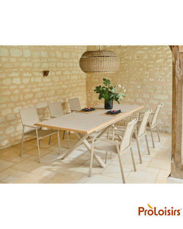 Table COLIBRI 187/247 Coloris:Châssis Crème / Plateau Crème contour chêne  Eco-participation :Prix de vente comprenant l' éco-pa