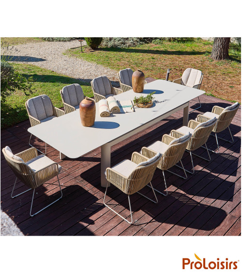 Table DARIUS 230/350 Coloris:Châssis Crème / Plateau Crème  Eco-participation :Prix de vente comprenant l' éco-participation de 