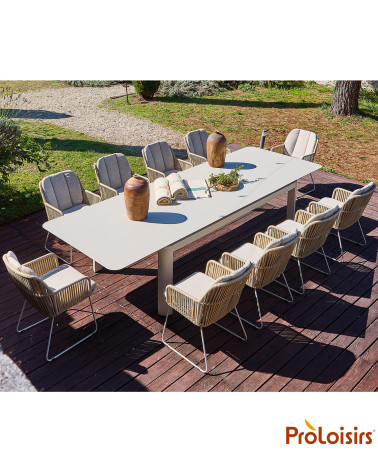 Table DARIUS 230/350 Coloris:Châssis Crème / Plateau Crème  Eco-participation :Prix de vente comprenant l' éco-participation de 