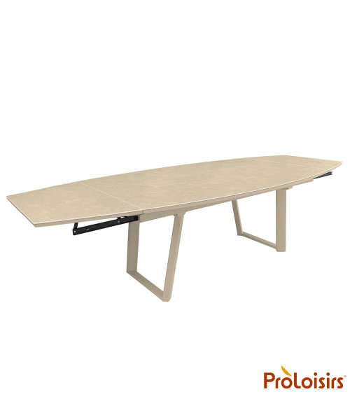 Table MANTA 180/230/280 plateau céramique Coloris:Châssis Crème / Plateau Crème  Eco-participation :Prix de vente comprenant l' 