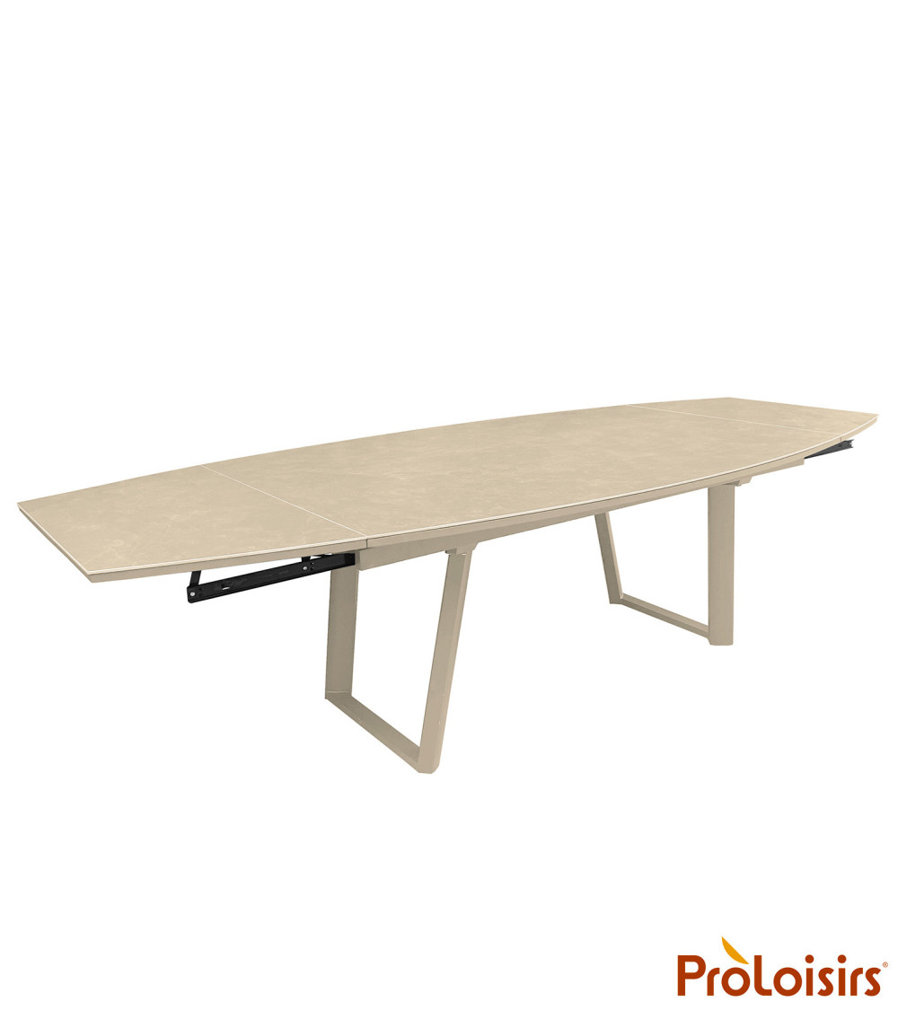 Table MANTA 180/230/280 plateau céramique Coloris:Châssis Crème / Plateau Crème  Eco-participation :Prix de vente comprenant l' 