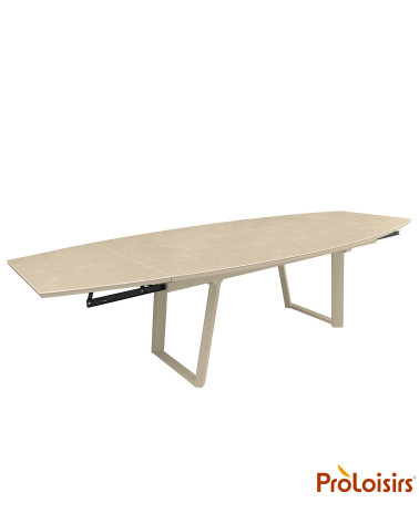 Table MANTA 180/230/280 plateau céramique Coloris:Châssis Crème / Plateau Crème  Eco-participation :Prix de vente comprenant l' 