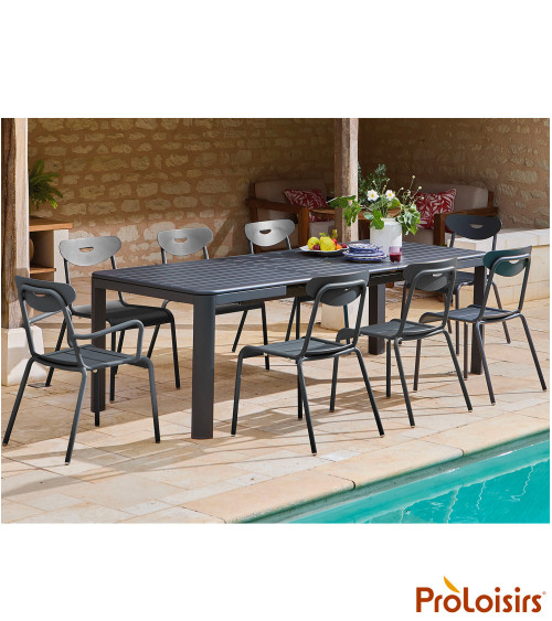 TABLE ALMA 180/240 Coloris:Châssis Graphite / Plateau Graphite  Eco-participation :Prix de vente comprenant l' éco-participation