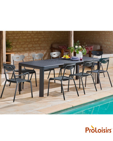 TABLE ALMA 180/240 Coloris:Châssis Graphite / Plateau Graphite  Eco-participation :Prix de vente comprenant l' éco-participation