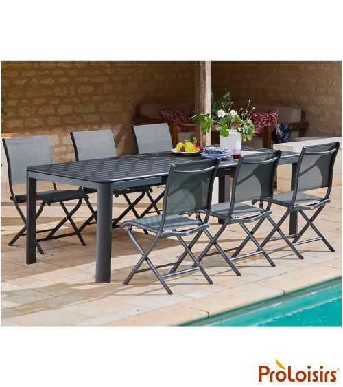 TABLE ALMA 180/240 Coloris:Châssis Graphite / Plateau Graphite  Eco-participation :Prix de vente comprenant l' éco-participation