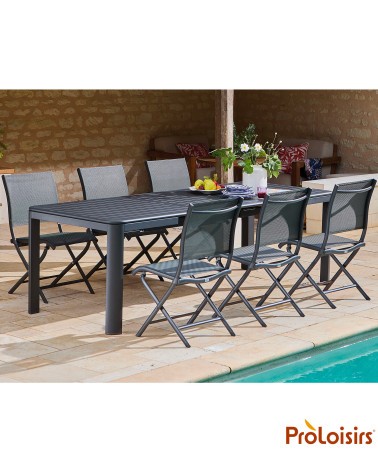 TABLE ALMA 180/240 Coloris:Châssis Graphite / Plateau Graphite  Eco-participation :Prix de vente comprenant l' éco-participation