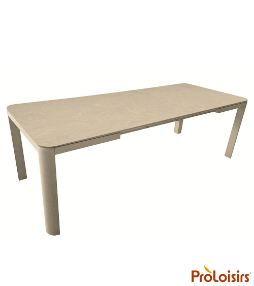 TABLE ALMA 140/180 plateau céramique Coloris:Châssis Crème / Plateau Crème  Eco-participation :Prix de vente comprenant l' éco-p