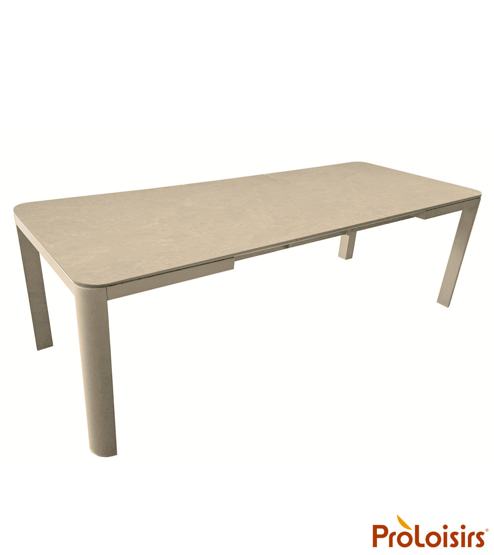 TABLE ALMA 140/180 plateau céramique Coloris:Châssis Crème / Plateau Crème  Eco-participation :Prix de vente comprenant l' éco-p