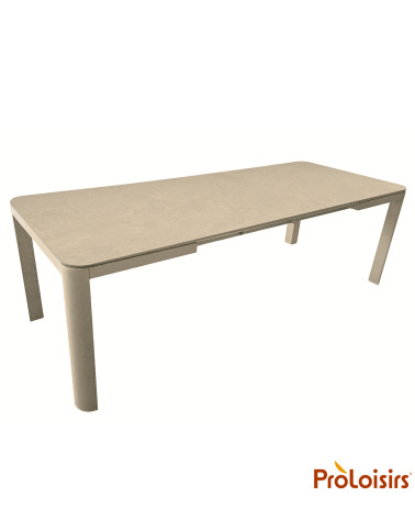 TABLE ALMA 140/180 plateau céramique Coloris:Châssis Crème / Plateau Crème  Eco-participation :Prix de vente comprenant l' éco-p