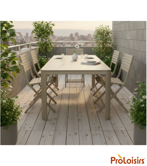 TABLE ALMA 140/180 plateau céramique Coloris:Châssis Crème / Plateau Crème  Eco-participation :Prix de vente comprenant l' éco-p