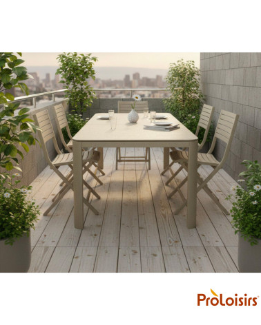 TABLE ALMA 140/180 plateau céramique Coloris:Châssis Crème / Plateau Crème  Eco-participation :Prix de vente comprenant l' éco-p