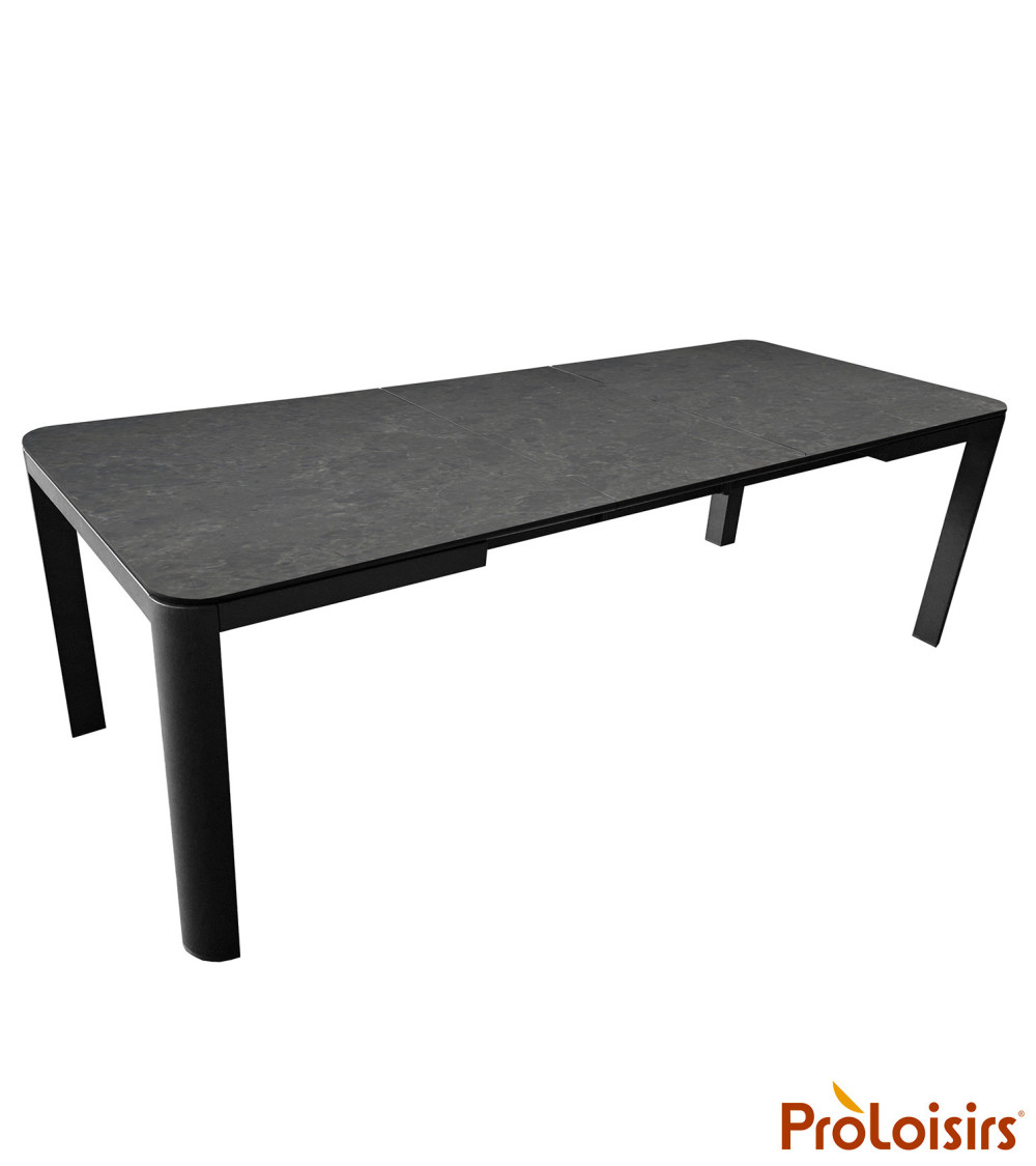 TABLE ALMA 140/180 plateau céramique Coloris:Châssis Graphite / Plateau Dark anthracite  Eco-participation :Prix de vente compre