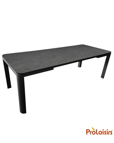 TABLE ALMA 140/180 plateau céramique Coloris:Châssis Graphite / Plateau Dark anthracite  Eco-participation :Prix de vente compre