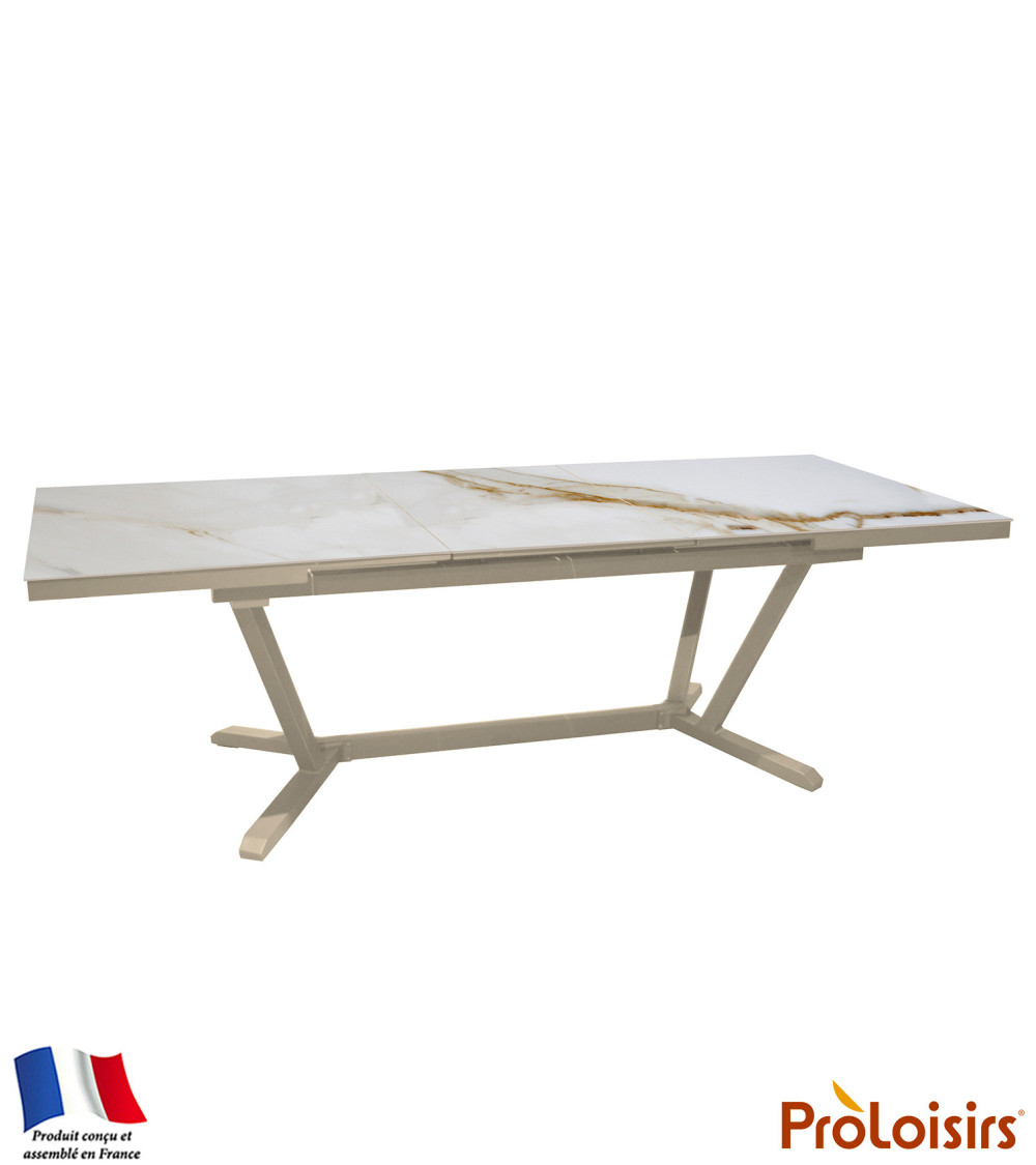 Table VITA 180/240 plateau Kedra® Coloris:Châssis Crème / Plateau Praline  Eco-participation :Prix de vente comprenant l' éco-pa