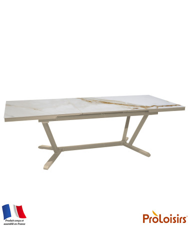 Table VITA 180/240 plateau Kedra® Coloris:Châssis Crème / Plateau Praline  Eco-participation :Prix de vente comprenant l' éco-pa